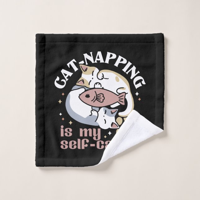 Cat-Napping Is My Self-Care Cute Cat Quote Wash Cloth (Wash Cloth)