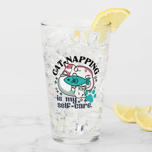 Cat-Napping Is My Self-Care: Cute Sleepy Cats Glass (Back Ice)