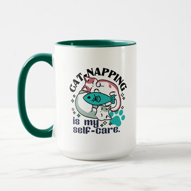 Cat-Napping Is My Self-Care: Cute Sleepy Cats Mug (Left)