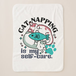 Cat-Napping Is My Self-Care: Cute Sleepy Cats Sherpa Blanket