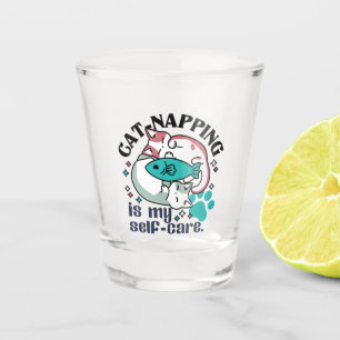 Cat-Napping Is My Self-Care: Cute Sleepy Cats Shot Glass