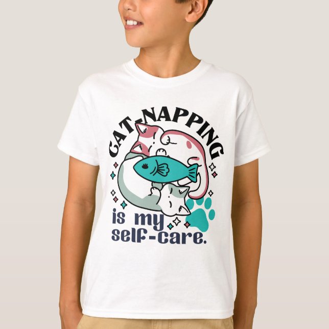 Cat-Napping Is My Self-Care: Cute Sleepy Cats T-Shirt (Front)