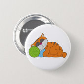 Cat Napping on Yarn 2 Inch Round Button (Front & Back)