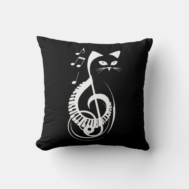 Cat Nature Animal Music Piano  Fan Throw Pillow (Front)