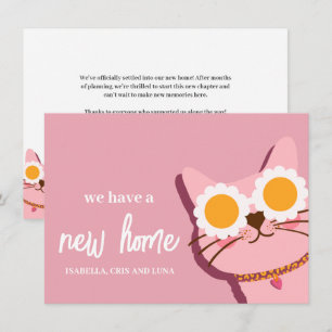 Cat New House Moving Announcement Card