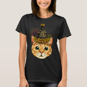 Cat New Year Shirt 2024 Happy New Years Eve Nye Fi