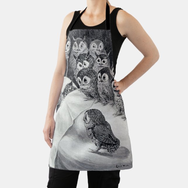 Cat Nightmare Owl Bird, Louis Wain Apron (Insitu)