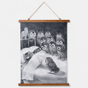 Cat Nightmare, Owl Bird, Louis Wain Hanging Tapestry