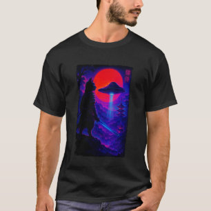 Cat Ninja Alien Vaporwave Japanese Art Samurai Uki T-Shirt