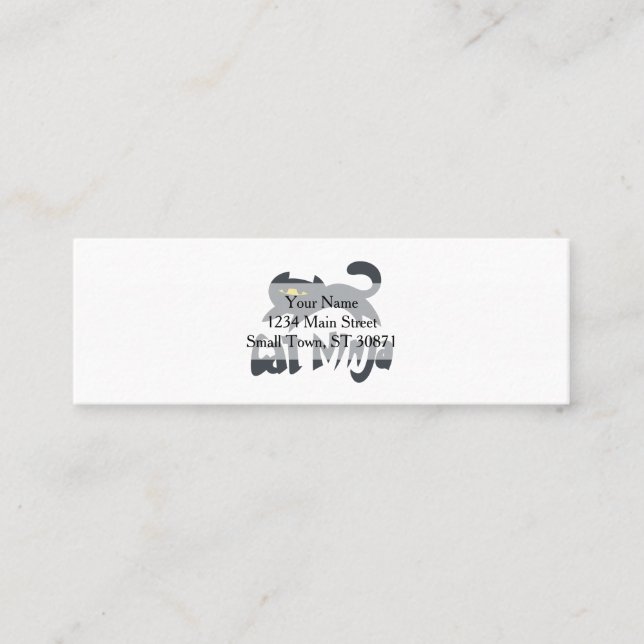 Cat ninja - Choose background colour Mini Business Card (Front)