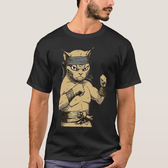 Cat Ninja Fighter   Cat Practice Karate T-Shirt (Front)