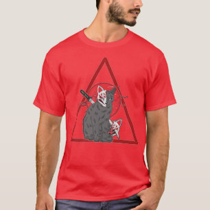 Cat ninja samurai fighter warrior red moon lover a T-Shirt