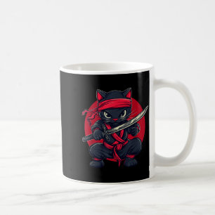 Cat Ninja Samurai Japan Japanese Flag Kawaii Funny Coffee Mug