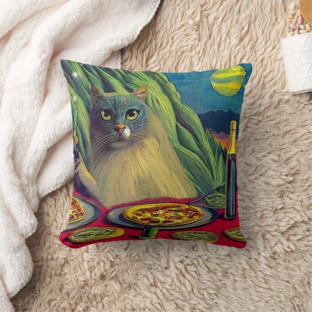 Cat Nip Pizza- Throw Pillow (Blanket)