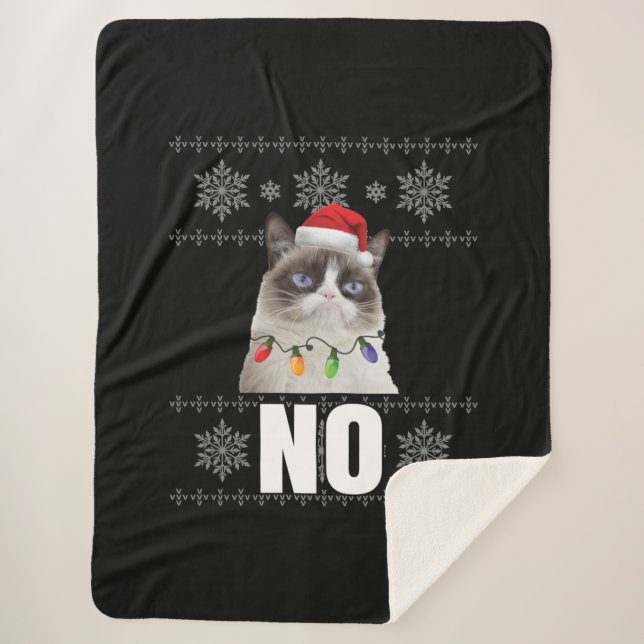 Cat No Grumpy Xmas Cats No Ugly Christmas Gifts Sherpa Blanket (Front)