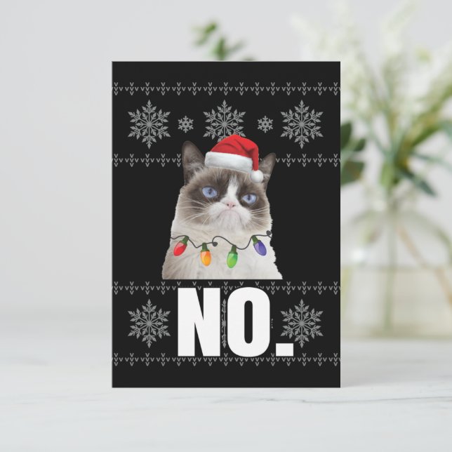 Cat No Grumpy Xmas Cats No Ugly Christmas Gifts Thank You Card (Standing Front)