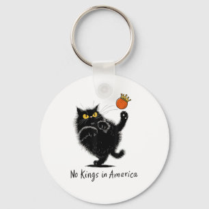 Cat No Kings In America We The People Political Keychain