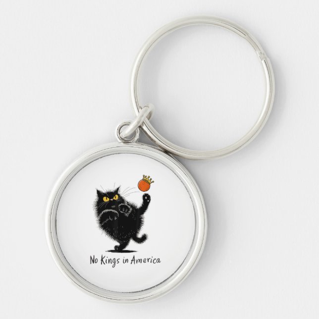 Cat No Kings In America We The People Political Keychain (Front)