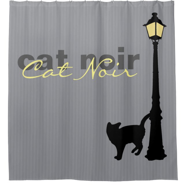 Cat Noir Cat Silhouette Shower Curtain (Front)