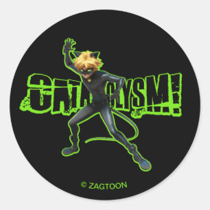 Cat Noir   Cataclysm Classic Round Sticker