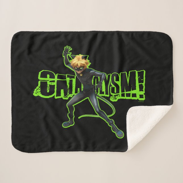 Cat Noir | Cataclysm Sherpa Blanket (Front (Horizontal))