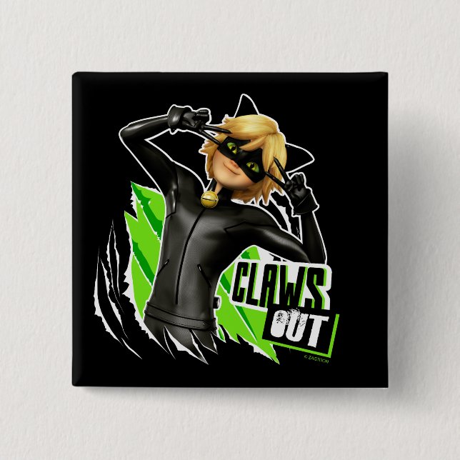 Cat Noir | Claws Out Graphic 2 Inch Square Button (Front)