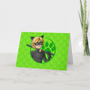 Cat Noir Green Badge Card