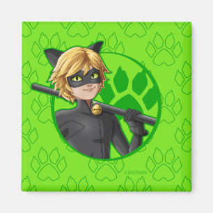 Cat Noir Green Badge Magnet