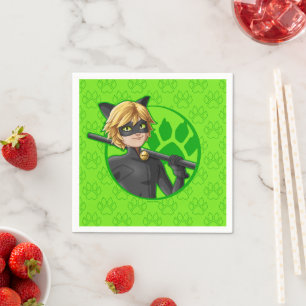 Cat Noir Green Badge Napkin