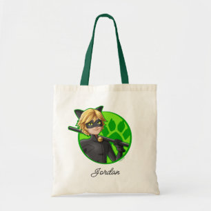 Cat Noir Green Badge Tote Bag