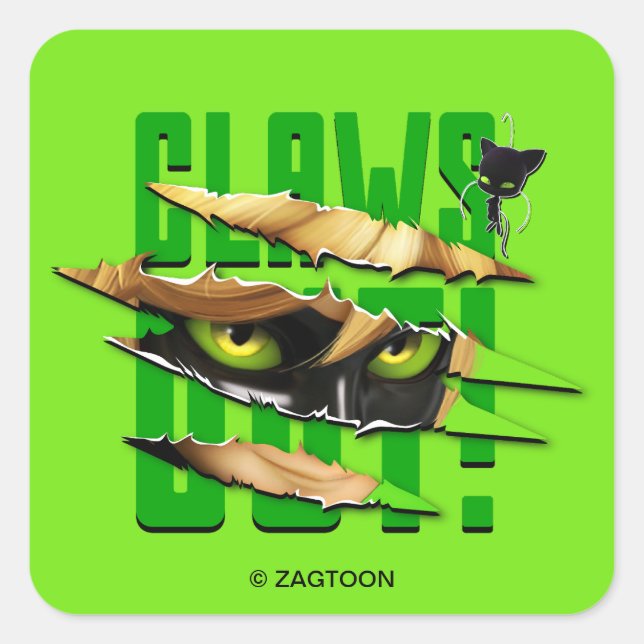 Cat Noir & Plagg | Claws Out Square Sticker (Front)