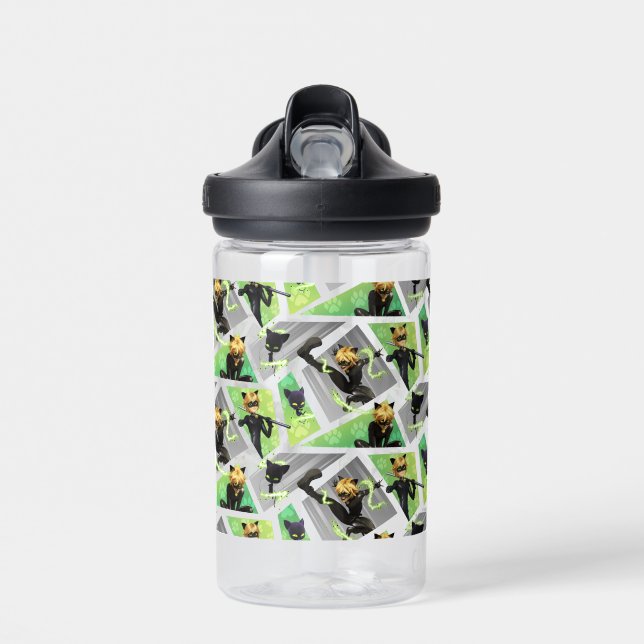 Cat Noir & Plagg Pattern Water Bottle (Front)