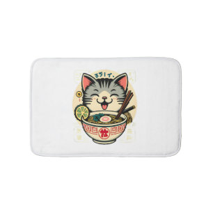 Cat Noodle Japanese Anime ga Kawaii Cat Bath Mat