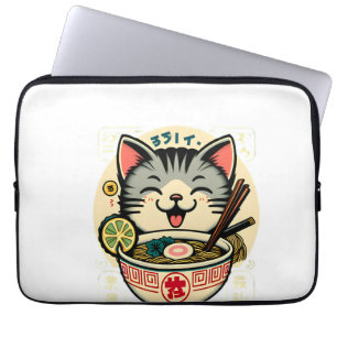 Cat Noodle Japanese Anime ga Kawaii Cat Laptop Sleeve