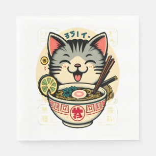 Cat Noodle Japanese Anime ga Kawaii Cat Napkin