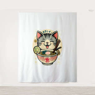 Cat Noodle Japanese Anime ga Kawaii Cat Tapestry