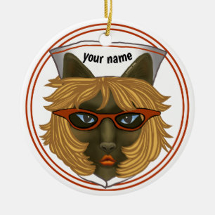 Cat Nurse Ceramic Ornament