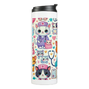 cat Nurse Skinny Tumbler, kawaii 20oz cup for cat 