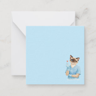 Cat Nurse with Mini Heart sending Love Card