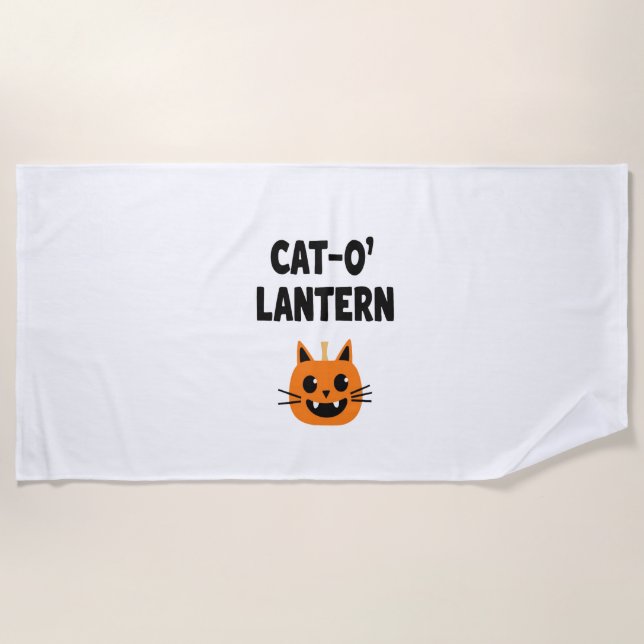 Cat-O'-Lantern 3 Beach Towel (Front)