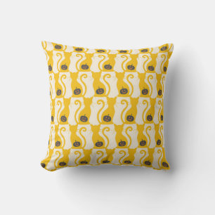 Cat o Lantern Halloween vintage Seamless Pattern Throw Pillow
