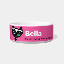 Cat of Frankstein Personalized Cat Bowl - Pink