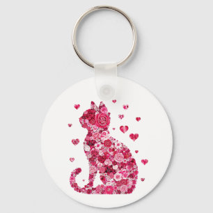 Cat of Roses Keychain