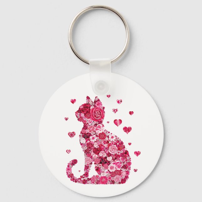 Cat of Roses Keychain (Front)