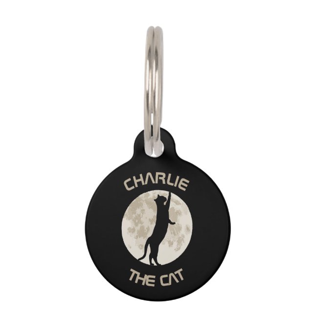 Cat Of The Moon Personalize name Pet Tag (Front)