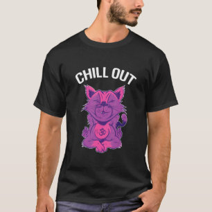Cat Om Aum Symbol Meditation Lotus Seat Yoga T-Shirt