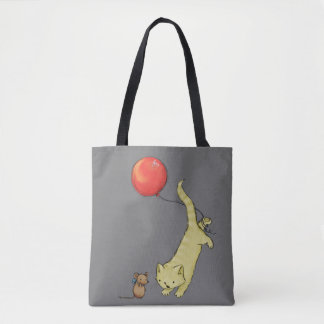 Cat on a balloon tote bag