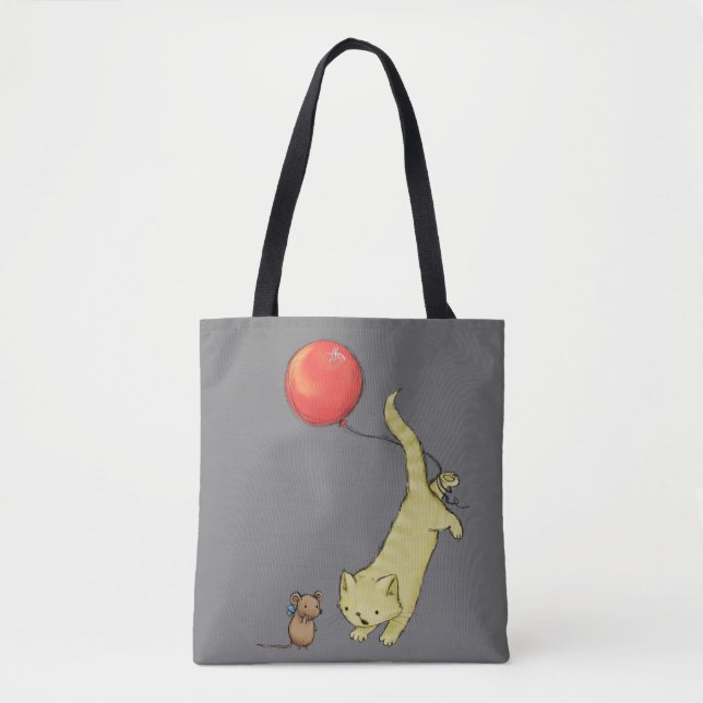 Cat on a balloon  tote bag (Front)