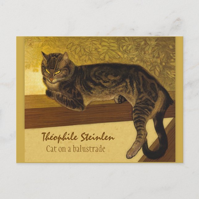 Cat on a balustrade CC0102 Théophile Steinlen Postcard (Front)
