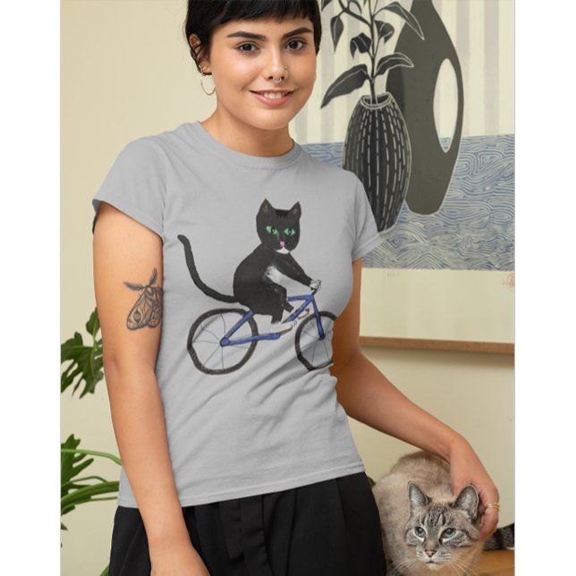Cat on a bicycle cats on bikes tuxedo  T-Shirt (Creator Uploaded)